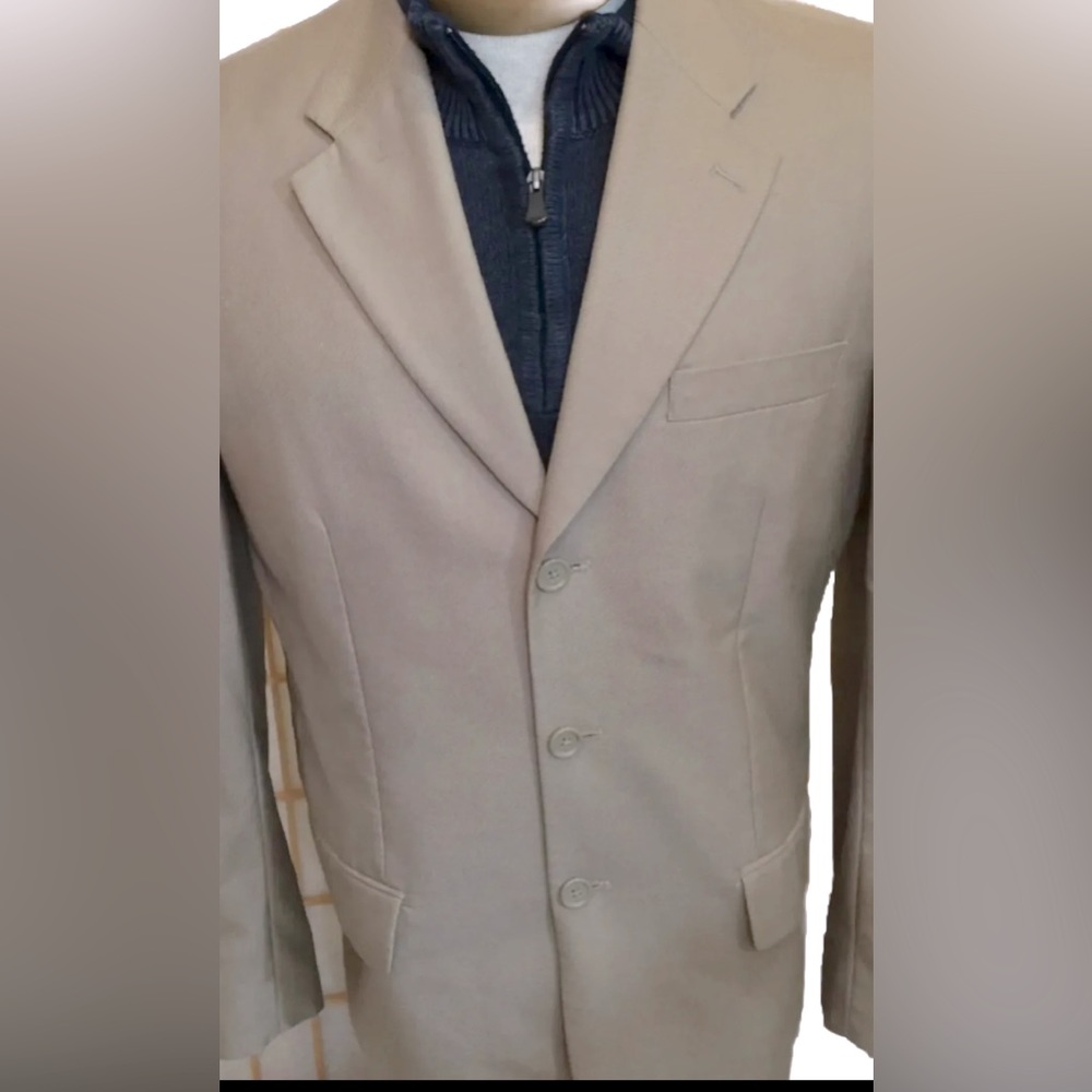Perry Ellis Classic Fit Tan Khaki 3 Button Sportcoat Blazer Size XL 44 Reg
